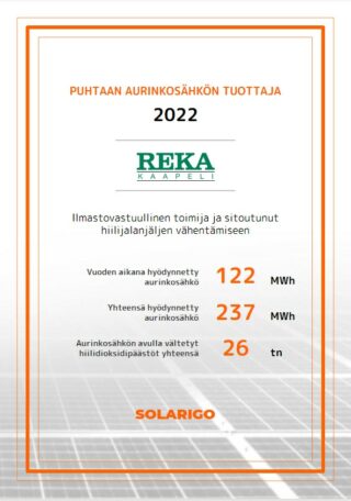 Kuvassa Solarigon myöntämä diplomi